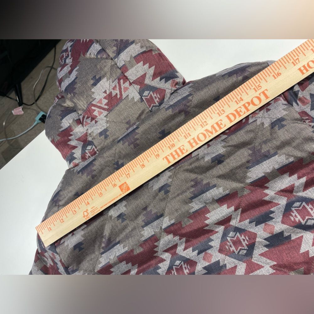 Pendleton Reversible Hooded heavy coat W/S Gray Aztec Print/black fux fur LN - Picture 13 of 16